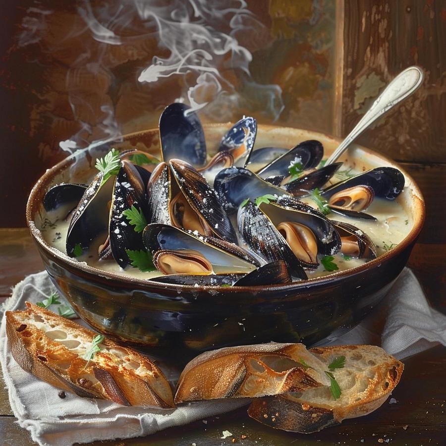 Image of mussels mariniere with cream and cider: Step-by-step guide.