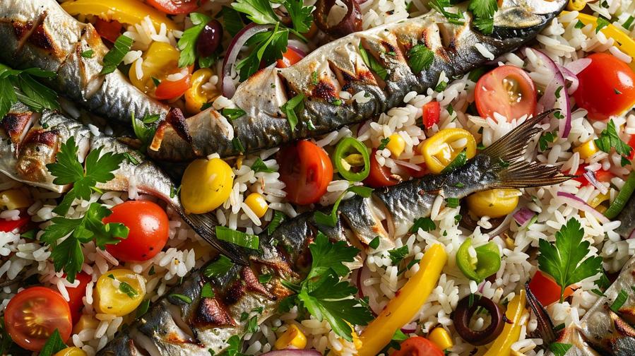 Delicious sardines and rice salad, a nutritious and filling meal option.