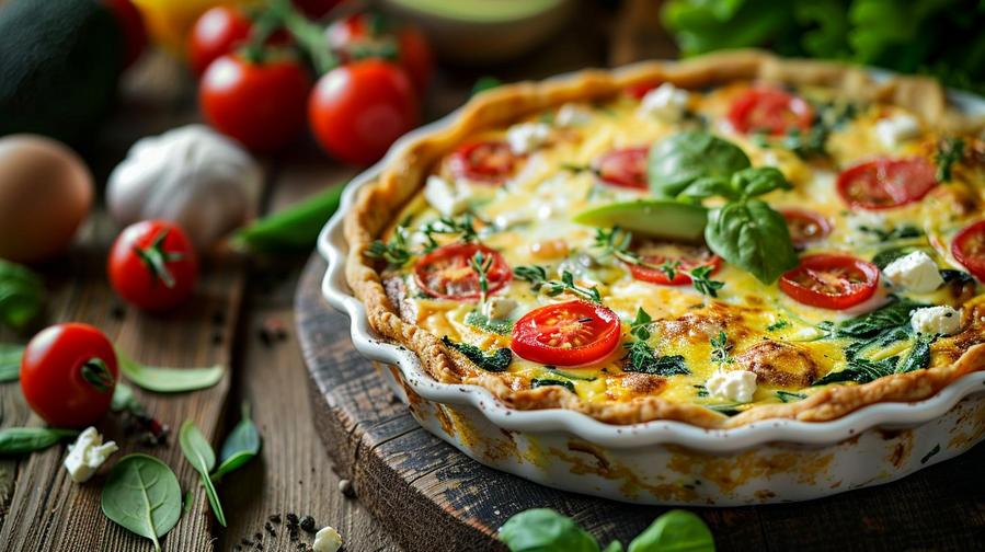 "Image of ingredients for low carb no pastry quiche recipe."
